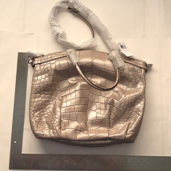 Coach gray embossed leather Madison Lindsey purse - Picture 3 of 4